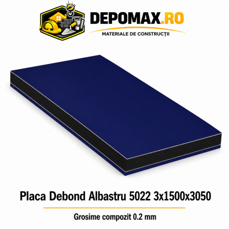 Placa BOND albastru 5022 3mm, 1500x3050mm, aluminiu 0.2mm
